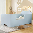 Lettino a pavimento per bambini a forma di orso, Blu/Verde/Naturale/Rosa/Bianco, Singolo