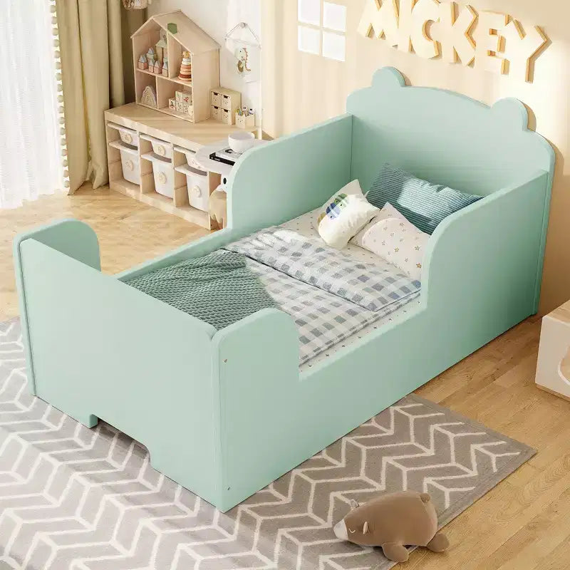Lettino a pavimento per bambini a forma di orso, Blu/Verde/Naturale/Rosa/Bianco, Singolo