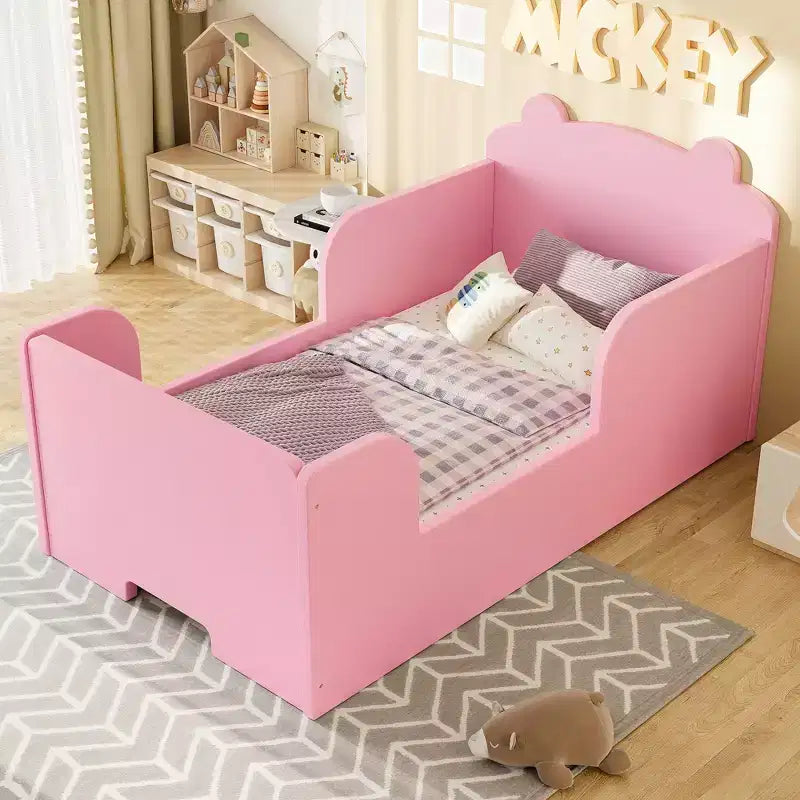 Lettino a pavimento per bambini a forma di orso, Blu/Verde/Naturale/Rosa/Bianco, Singolo