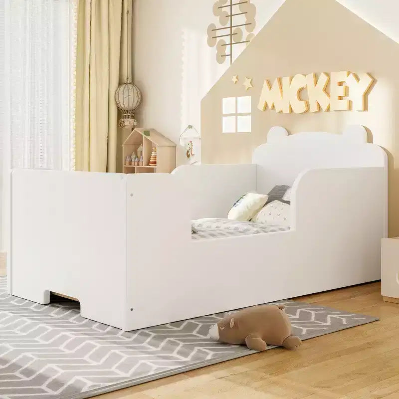 Lettino a pavimento per bambini a forma di orso, Blu/Verde/Naturale/Rosa/Bianco, Singolo