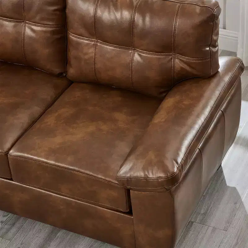 Divanetto 2 posti in similpelle trapuntata nera/marrone/bordeaux con contenitore