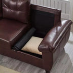 Divanetto 2 posti in similpelle trapuntata nera/marrone/bordeaux con contenitore