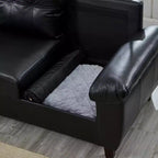 Divanetto 2 posti in similpelle trapuntata nera/marrone/bordeaux con contenitore
