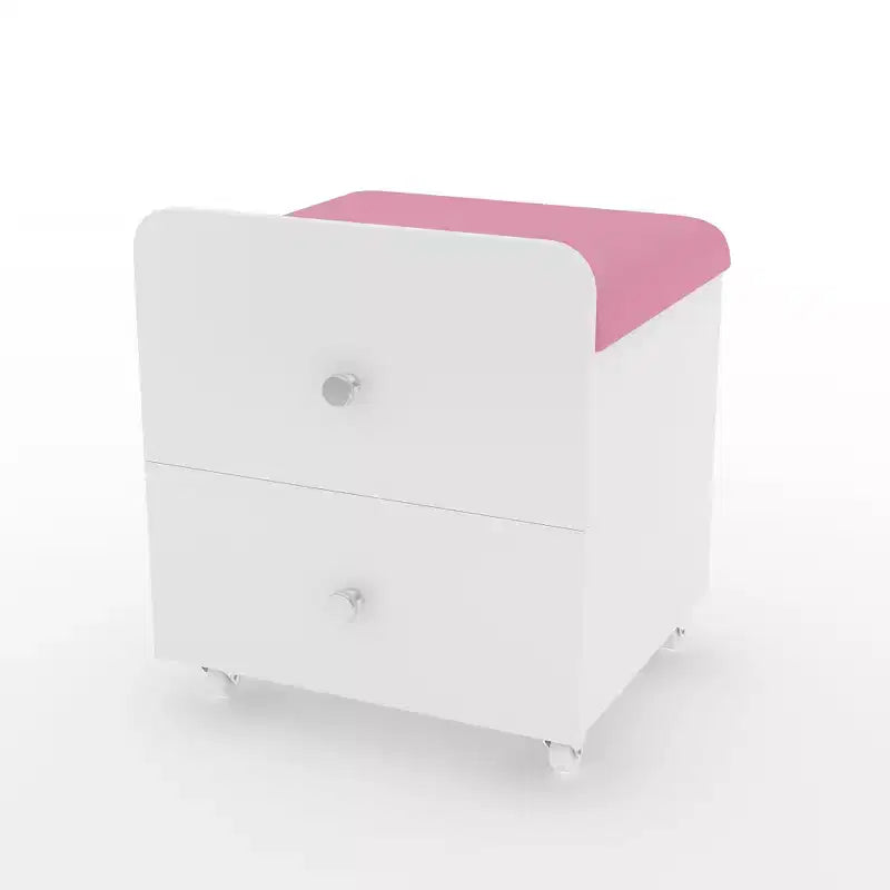 Sgabello da toeletta in similpelle verde/rosa/giallo con contenitore e ruote, 1 posto