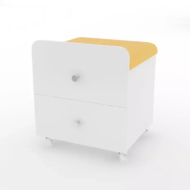 Sgabello da toeletta in similpelle verde/rosa/giallo con contenitore e ruote, 1 posto