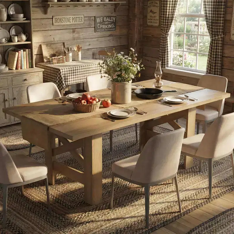 Tavolo da pranzo da fattoria da 180 cm, nero/legno naturale, 6-8 posti