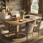 Tavolo da pranzo da fattoria da 180 cm, nero/legno naturale, 6-8 posti
