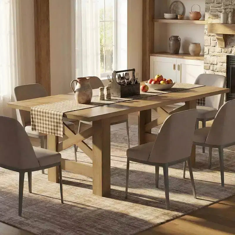 Tavolo da pranzo da fattoria da 180 cm, nero/legno naturale, 6-8 posti