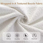 Struttura letto moderna con testiera ad arco in bouclé crema, Queen size, 1 persona