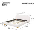 Struttura letto moderna con testiera ad arco in bouclé crema, Queen size, 1 persona