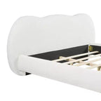 Struttura letto moderna con testiera ad arco in bouclé crema, Queen size, 1 persona