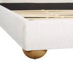 Struttura letto moderna con testiera ad arco in bouclé crema, Queen size, 1 persona