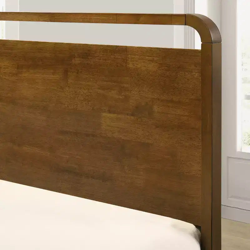 Set camera da letto 5 pezzi finitura Noce – Letto a piattaforma, Cassettiera, Specchio e 2 Comodini (Queen/King)