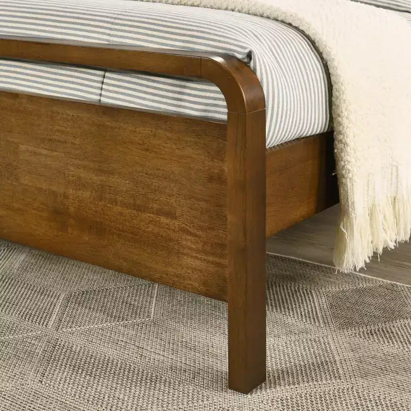 Set camera da letto 5 pezzi finitura Noce – Letto a piattaforma, Cassettiera, Specchio e 2 Comodini (Queen/King)
