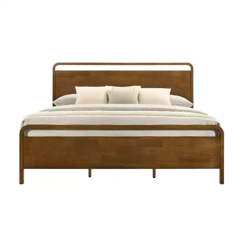 Letto a piattaforma in noce e 2 comodini, Set camera da letto 3 pezzi, Queen/King