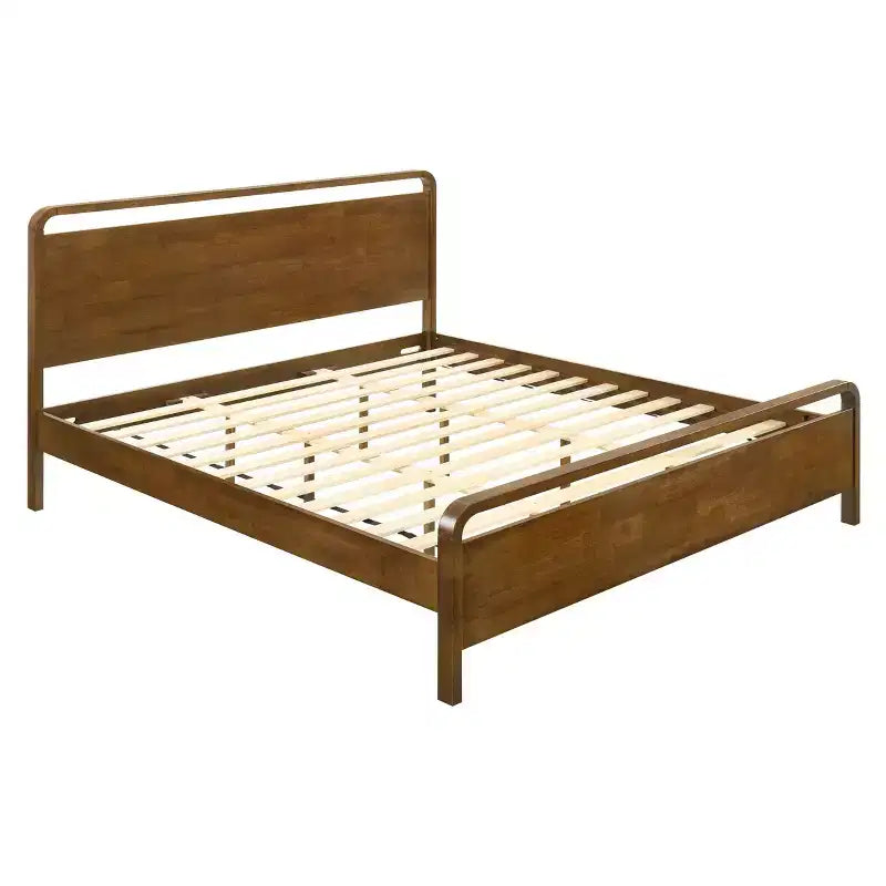 Letto a piattaforma in noce e 2 comodini, Set camera da letto 3 pezzi, Queen/King