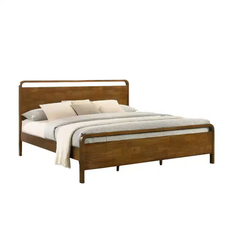 Letto a piattaforma in noce e 2 comodini, Set camera da letto 3 pezzi, Queen/King