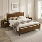 Letto a piattaforma in noce e 2 comodini, Set camera da letto 3 pezzi, Queen/King