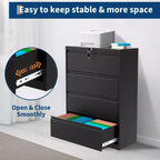 Classificatore laterale in acciaio a 4 cassetti con serratura per formato Letter/Legale/A4, ampio organizer per ufficio