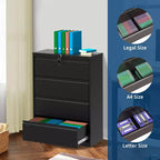 Classificatore laterale in acciaio a 4 cassetti con serratura per formato Letter/Legale/A4, ampio organizer per ufficio