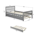 Letto a piattaforma singolo espresso/grigio/bianco con letto estraibile – Pino massiccio, per 2 persone