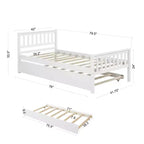 Letto a piattaforma singolo espresso/grigio/bianco con letto estraibile – Pino massiccio, per 2 persone