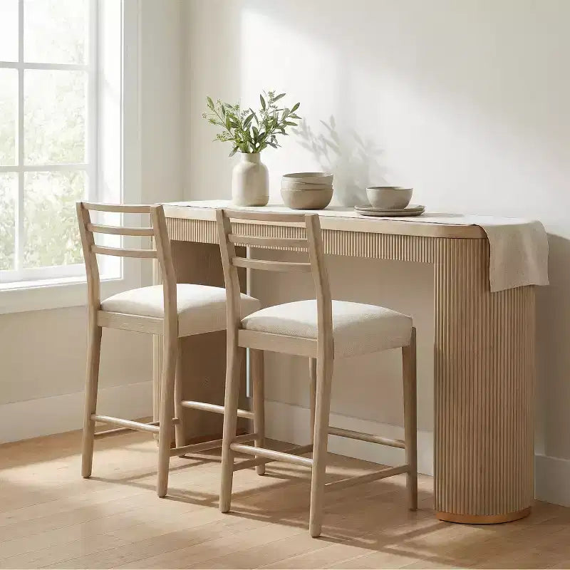 Set da pranzo da 3 pezzi in stile rustico Brown Farmhouse, altezza bancone, 2 posti a sedere