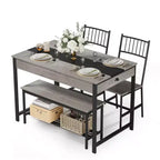 Set da pranzo rettangolare a 4 posti marrone/grigio con panca e 2 sedie