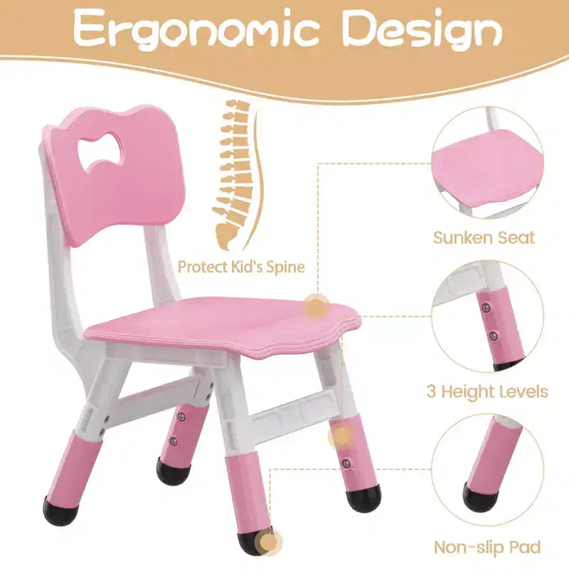 Set tavolo attività per bambini in legno naturale e metallo nero, 6 sedie, età 2–10