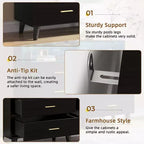 Mobile Bar Caffè da 120 cm (Nero / Noce Scuro / Bianco) – Credenza a 4 Ante con 2 Cassetti e Prese Elettriche