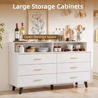 Mobile Bar Caffè da 120 cm (Nero / Noce Scuro / Bianco) – Credenza a 4 Ante con 2 Cassetti e Prese Elettriche