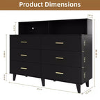 Mobile Bar Caffè da 120 cm (Nero / Noce Scuro / Bianco) – Credenza a 4 Ante con 2 Cassetti e Prese Elettriche