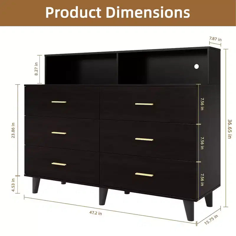 Mobile Bar Caffè da 120 cm (Nero / Noce Scuro / Bianco) – Credenza a 4 Ante con 2 Cassetti e Prese Elettriche