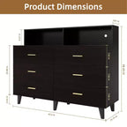 Mobile Bar Caffè da 120 cm (Nero / Noce Scuro / Bianco) – Credenza a 4 Ante con 2 Cassetti e Prese Elettriche