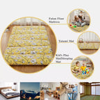 Materasso futon da pavimento matrimoniale a fiori gialli, materassino arrotolabile pieghevole, 1 persona