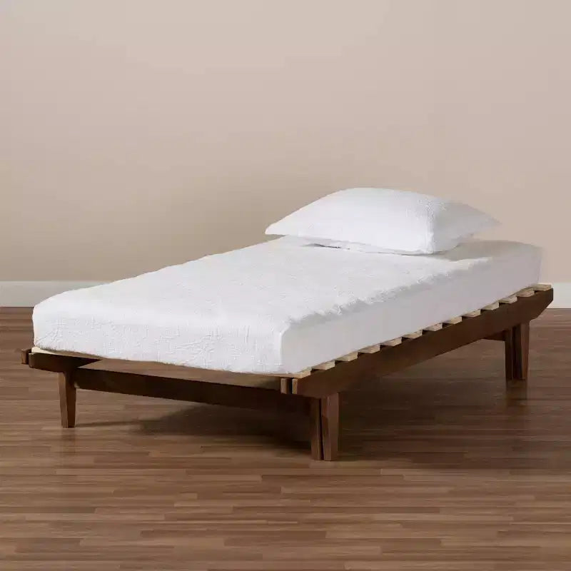 Struttura letto a piattaforma espandibile in noce, da Twin XL a King, per 1-2 persone