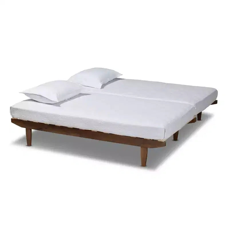 Struttura letto a piattaforma espandibile in noce, da Twin XL a King, per 1-2 persone