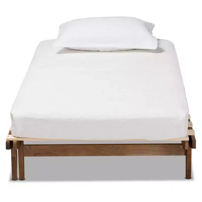 Struttura letto a piattaforma espandibile in noce, da Twin XL a King, per 1-2 persone
