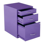 Classificatore in metallo a 3 cassetti, verde/viola, per 1 persona