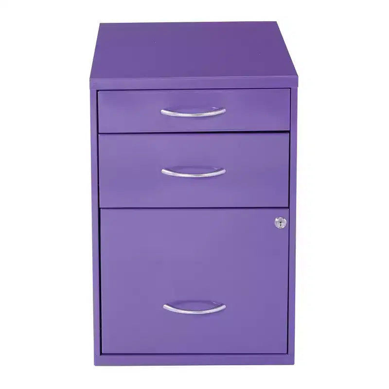 Classificatore in metallo a 3 cassetti, verde/viola, per 1 persona