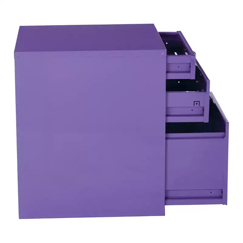 Classificatore in metallo a 3 cassetti, verde/viola, per 1 persona