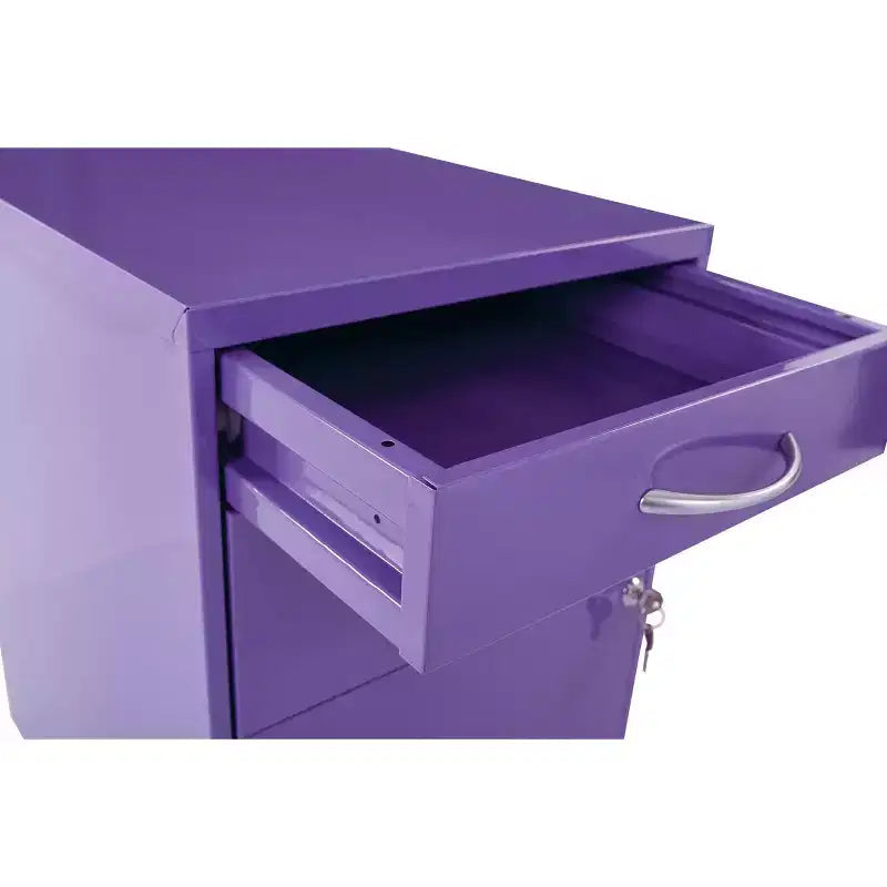 Classificatore in metallo a 3 cassetti, verde/viola, per 1 persona