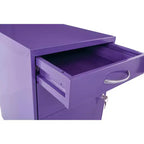 Classificatore in metallo a 3 cassetti, verde/viola, per 1 persona