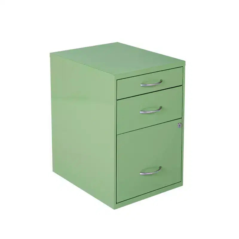 Classificatore in metallo a 3 cassetti, verde/viola, per 1 persona