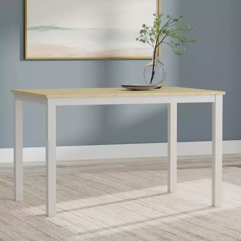 Set da pranzo in legno di gomma bianco/naturale, 2-4 posti a sedere