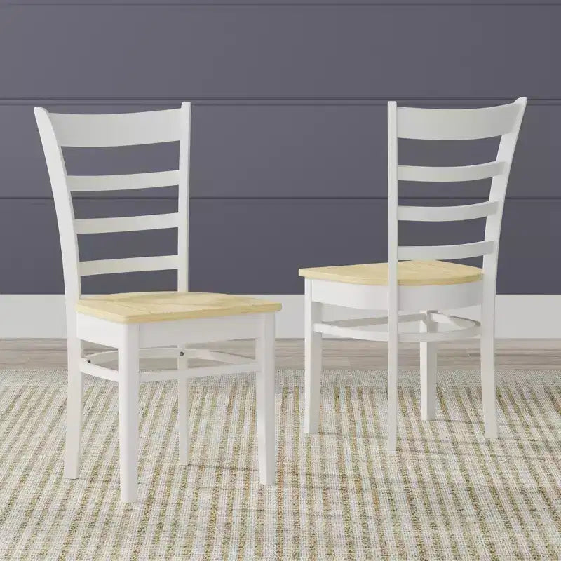 Set da pranzo in legno di gomma bianco/naturale, 2-4 posti a sedere