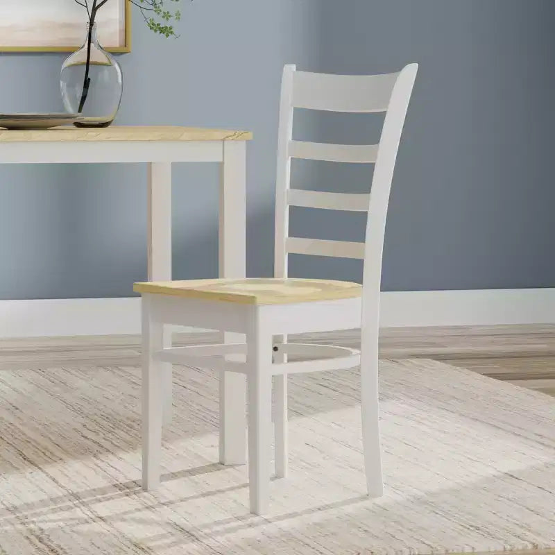 Set da pranzo in legno di gomma bianco/naturale, 2-4 posti a sedere